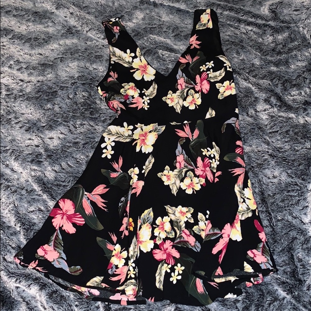 Black and Pink Floral Dress